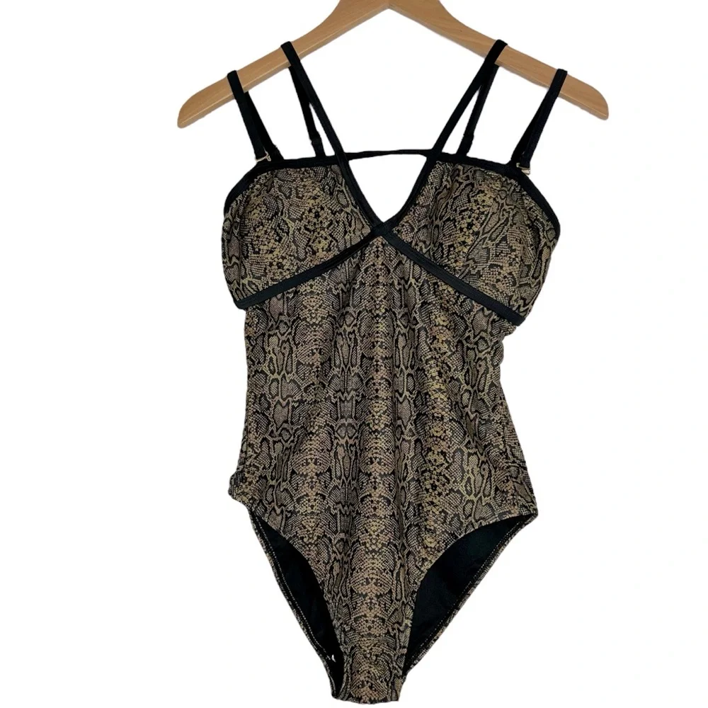 NEW Nicole Miller Swimsuit One Piece Snakeskin Print Size Small New Without Tags
